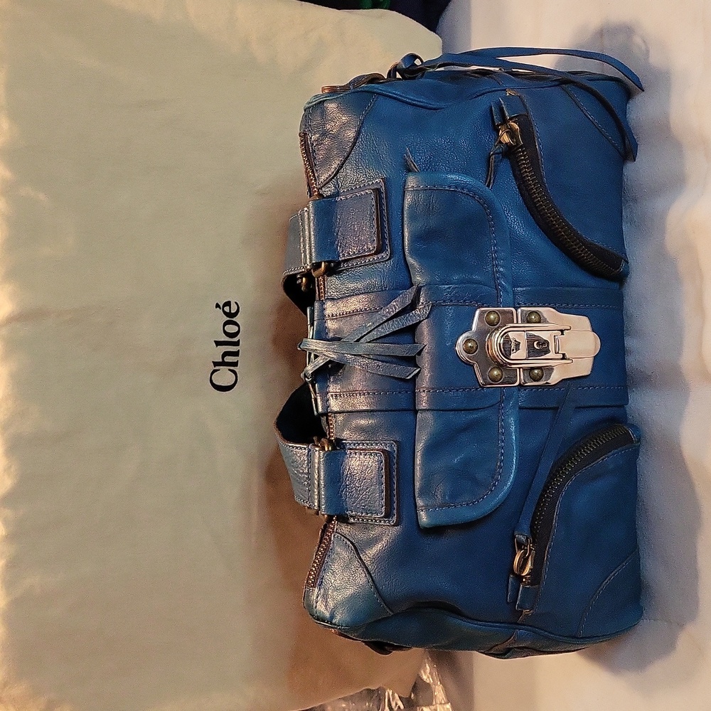 Chloe Blue Leather Shoulder Bag